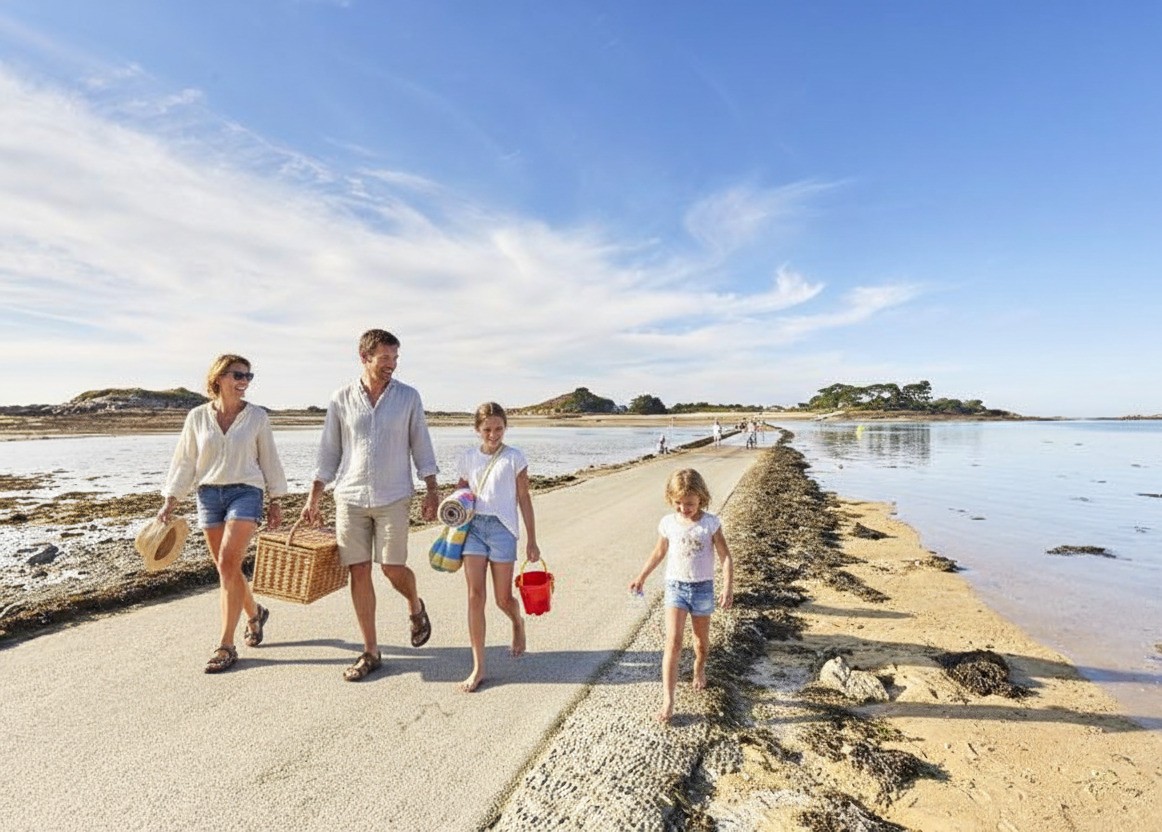 Pique-nique en famille sur l’île Callot