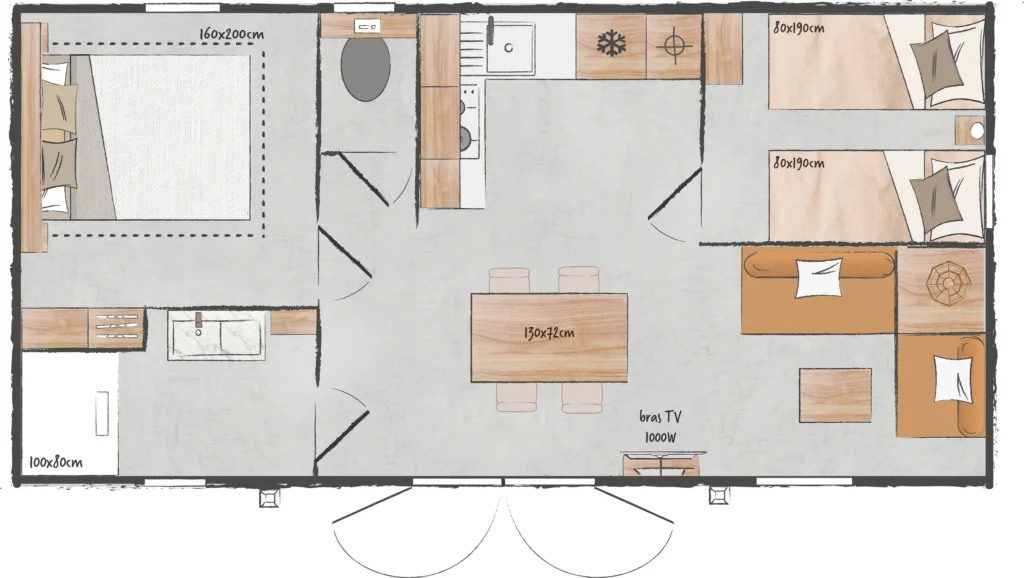 Plan du Lodge COZY « 804 », 2 chambres